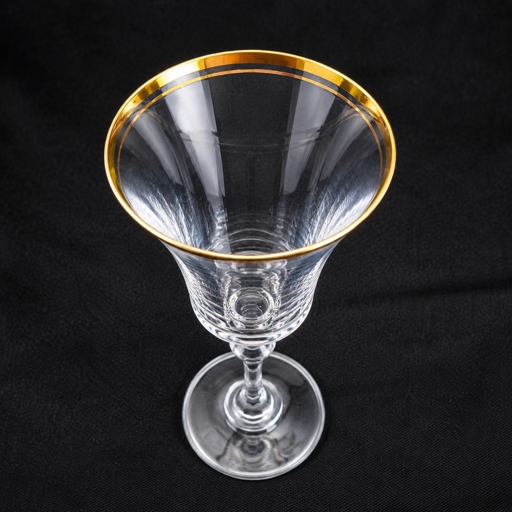Mikasa Jamestown handblown Wine Glasses Gold Rim Flared Tulip Baluster Stem 2pc - Picture 2 of 8